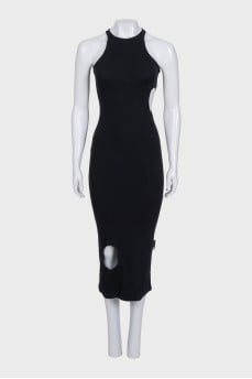 Black bodycon dress with a cutout waist