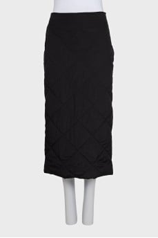 Black straight-cut skirt with a cutout