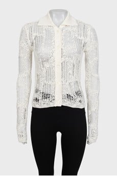 White knitted cardigan