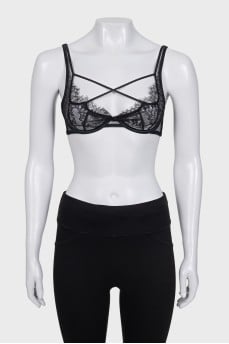 Black lace bra with tag