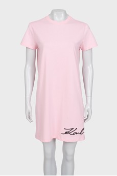 Straight-cut T-shirt dress with embroidered logo