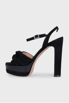 Suede platform heeled sandals