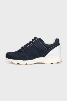 Blue textile lace-up sneakers