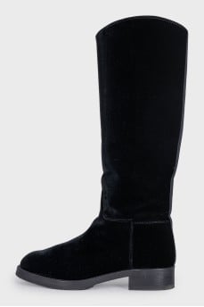 Black textile boots with logo