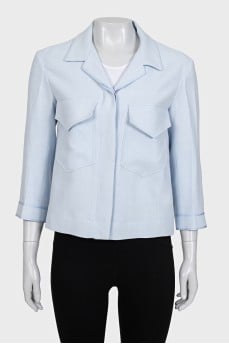 Linen blue button-down jacket