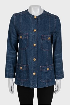 Denim jacket with gold buttons