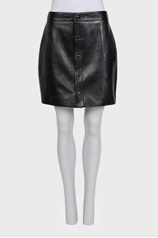 Black leather skirt with buttons