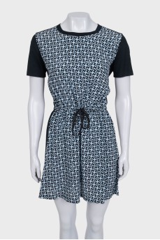 Black dress with printed silk insert