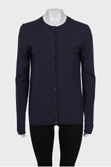 Blue straight cardigan with buttons