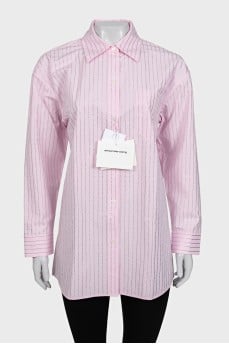 Pink oversized shirt with rhinestones and tag