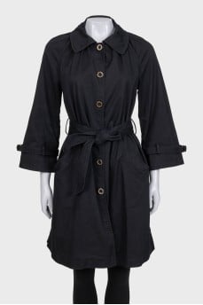Black fitted coat with belt