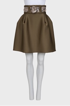 Green skirt with a belt