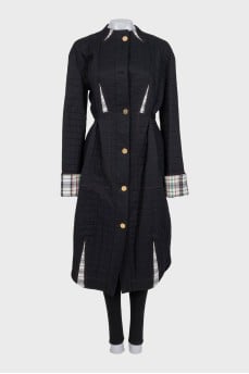 Black quilted fitted coat