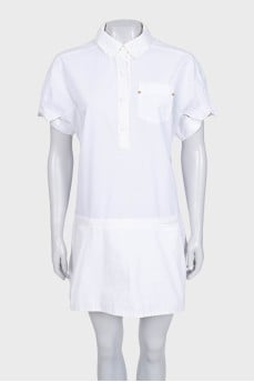 White straight dress with short sleeves