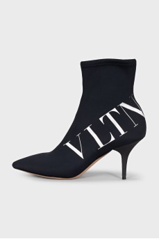 Textile ankle boots with logo