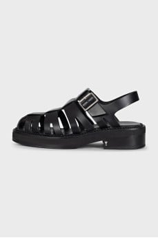 Black leather sandals