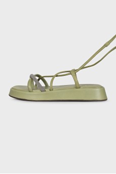 Leather sandals with laces