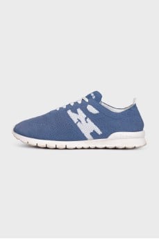 Men's blue sneakers with a signature print