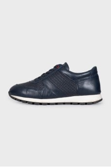 Men's blue leather sneakers