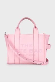 Pink leather tote bag