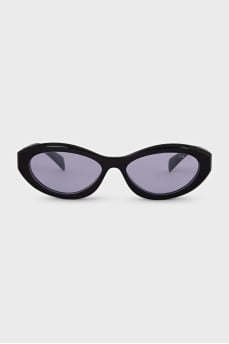 Oval sunglasses with purple lenses