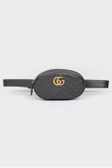 Чорна шкіряна поясна сумка Marmont Belt Bag
