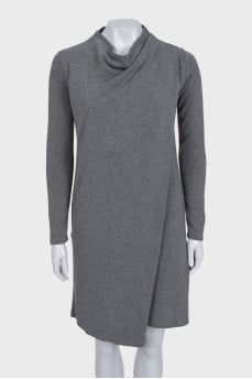 Fitted grey dress with patch pockets