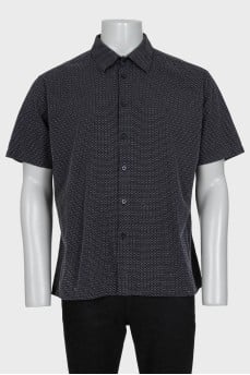 Men's black short sleeve printed shirt