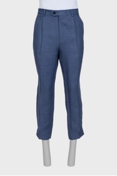Men's blue linen trousers