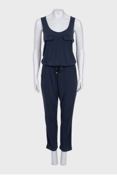 Blue sleeveless jumpsuit