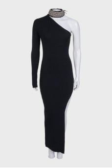 Black one-shoulder dress with tag