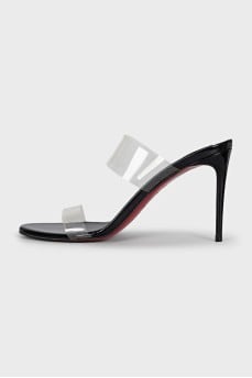 Leather sandals with a transparent heel