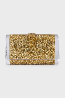 Акриловый клатч декорированный золотистым глиттером 