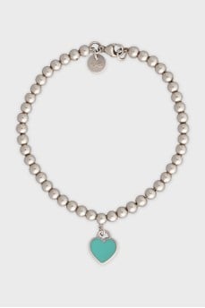 Silver bracelet with enamel pendant