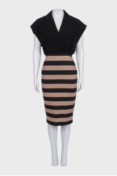 Fitted striped dress with tag