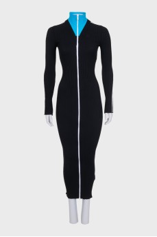 Black ribbed bodycon dress