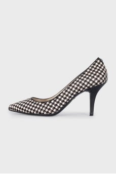 Black and white pony skin shoes