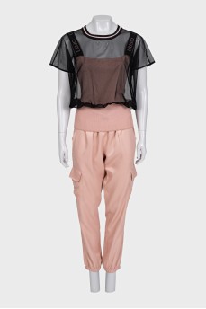 Pink overalls with trousers