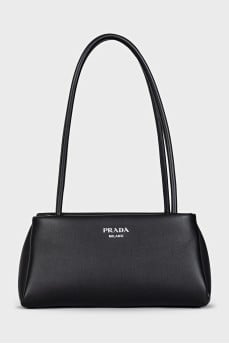 Black shoulder bag with logo