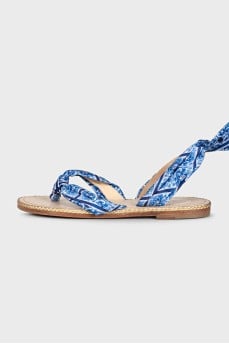 Blue lace-up sandals