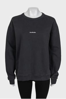 Gray sweatshirt with white logo
