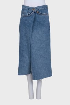 Blue denim asymmetrical skirt