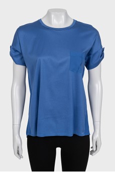 Blue straight short-sleeved T-shirt
