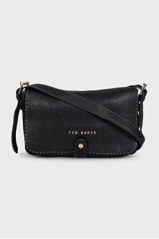 Rectangular leather bag with magnetic clasp