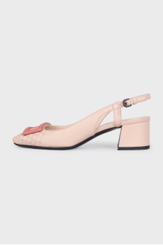 Leather slingbacks with contrast buckle