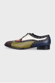 Leather lace-up shoes with decoration