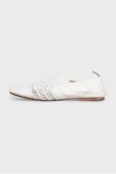 Woven leather moccasins