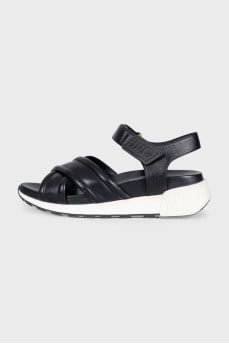 Black leather sandals