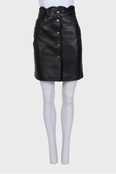 Black leather skirt with buttons