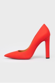 Red matte leather shoes